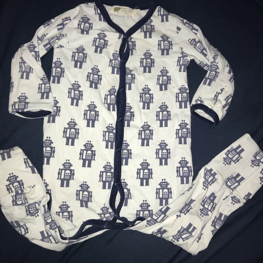 Monica & Andy Robot Lullaby footie. 12-18mos
